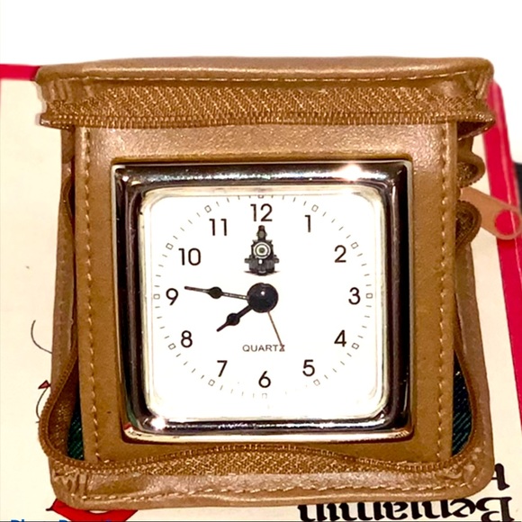 Vintage Leather Zip Travel Clock 🕰